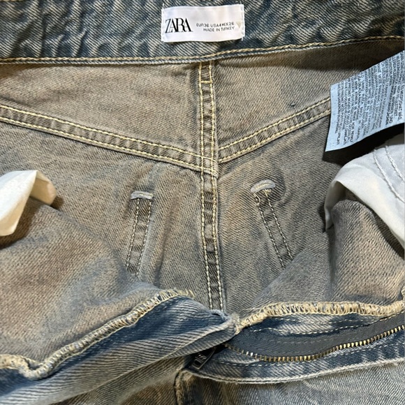 Zara wide-leg jeans with a high waist and raw hem size 4 (a3 - Picture 7 of 13